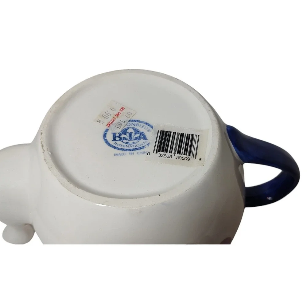 BIA Cordon Bleu International Teapot with Lid Hand Painted Fruit Blue Trim‎ SEE